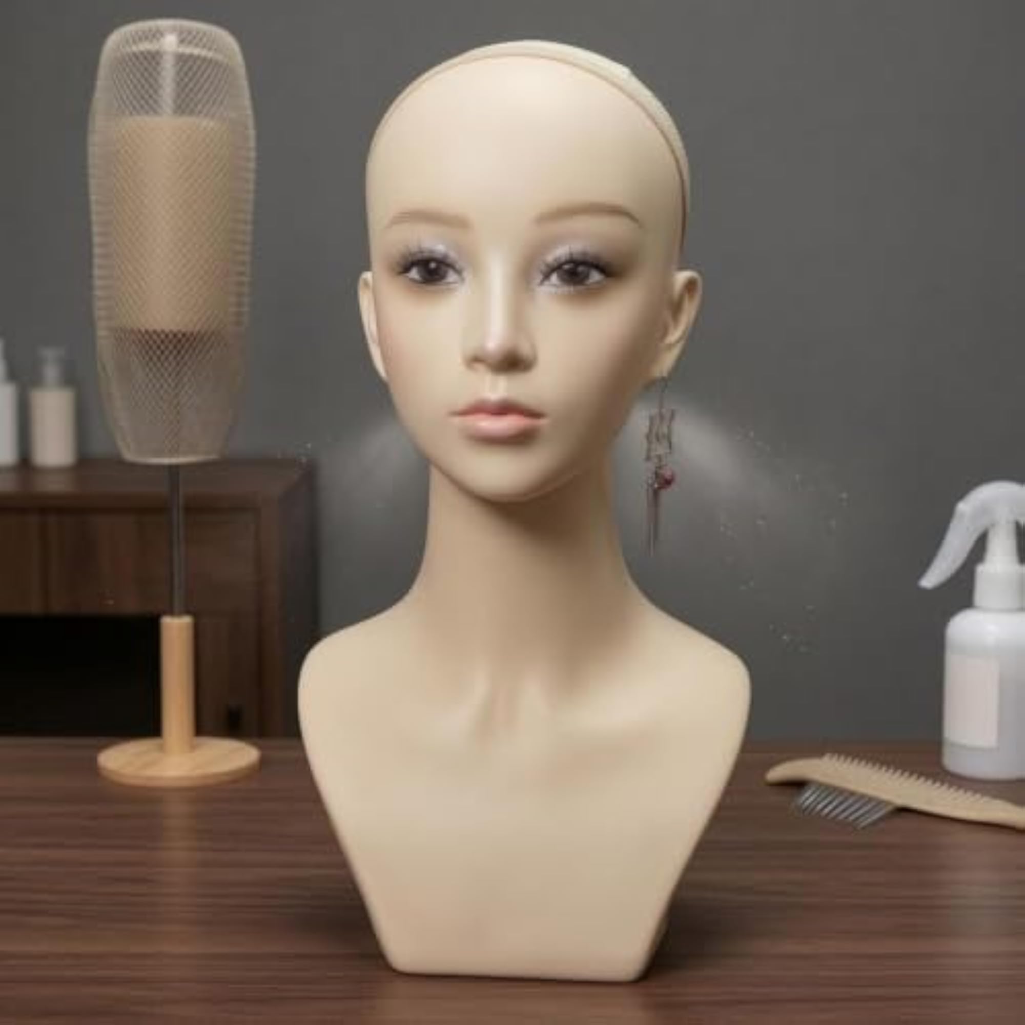 Seamless Female Mannequin Head, Matte Finish